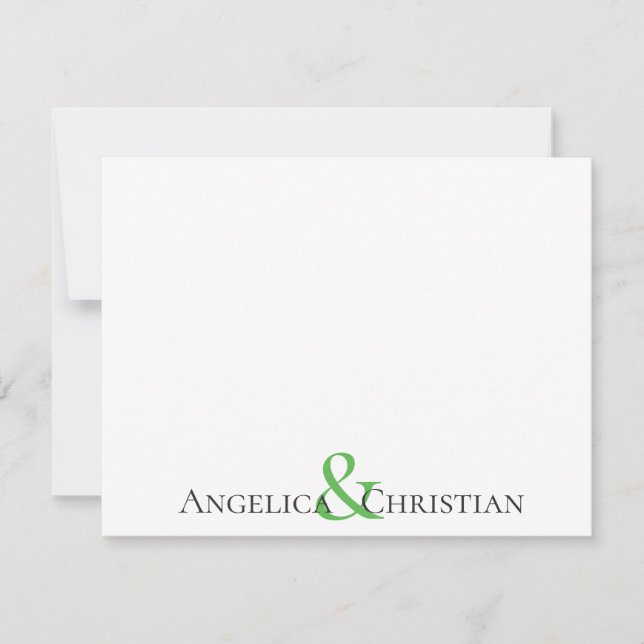 Modernes Black Kelly Green Stripes Couple Statione Mitteilungskarte (Vorderseite)
