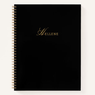 Modernes Black & Luxury Gold Script Monogram Notizbuch