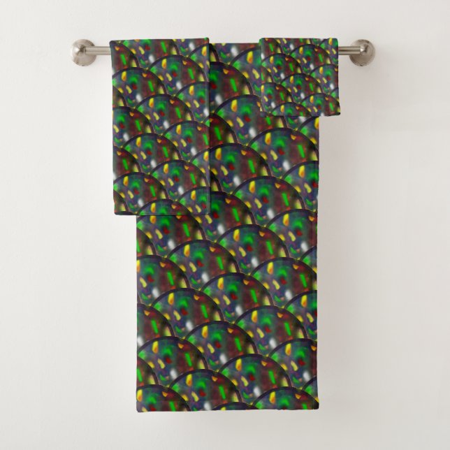 Modernes Black Opal Jewel Pattern Badhandtuch Set (Insitu)