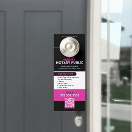 Modernes Black & Pink Notary Public QR Marketing Türanhänger