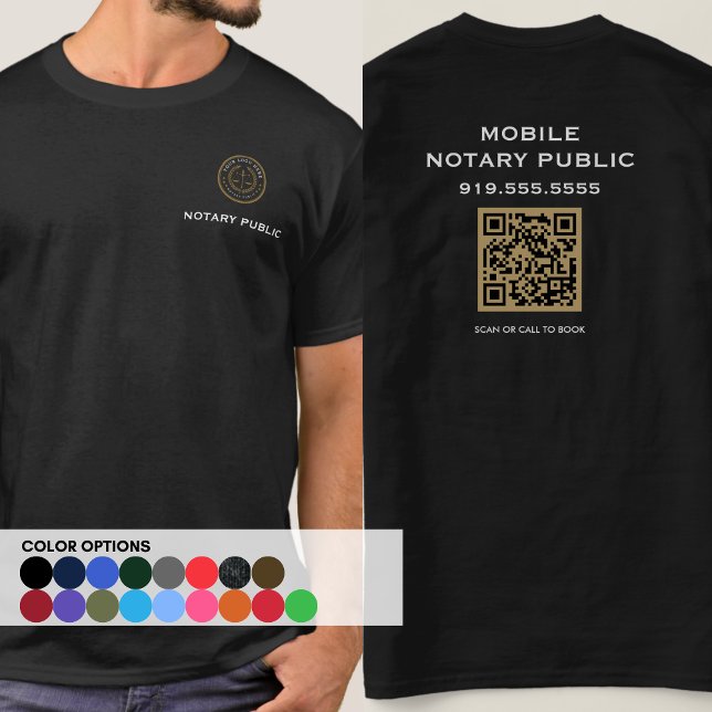 Modernes Black QR Code Notar Business Marketing T-Shirt (Von Creator hochgeladen)