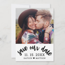 Modernes Black Script-Foto Minimalistisch Wedding Save The Date