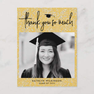 Modernes Black Script Gold Glitzer GRAD Vielen Dan Postkarte