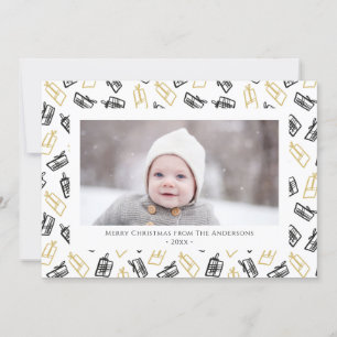 Modernes Black Script Niedlich Gold Black Geschenk Feiertagskarte