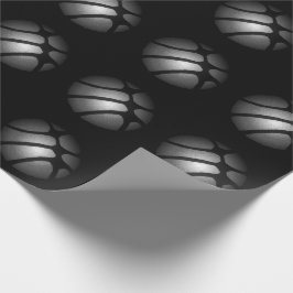 Modernes Black Silver Basketball Ball Sportmuster Geschenkpapier