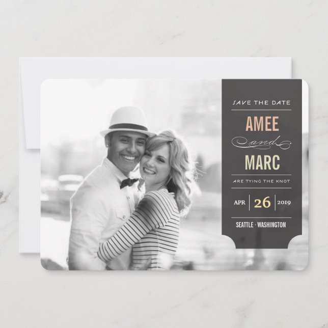 Modernes Black Tab Stilvolles Chic Foto Save the D Date (Vorderseite)