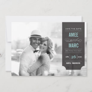 Modernes Black Tab Stilvolles Chic Foto Save the D Date