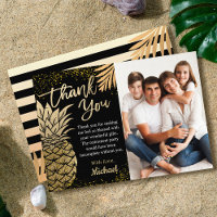 Modernes Black Tropical Gold Ananas Summer Foto