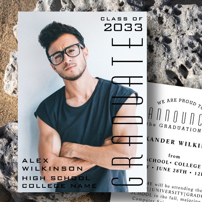 Modernes Black Typografy Foto Einfaches Abschluss Ankündigung (Von Creator hochgeladen)