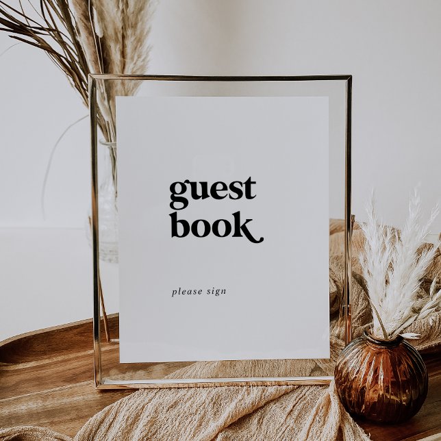 Modernes Black Typografy Guest Book Sign Poster (Von Creator hochgeladen)