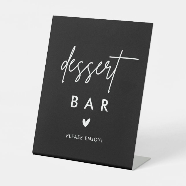 Modernes Black Wedding Dessert Bar Party Sign Sockelschild (Vorderseite)