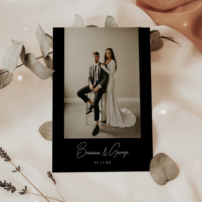 Modernes Black Wedding Foto Elopement & Empfang Einladung (Von Creator hochgeladen)
