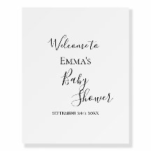 Modernes Black & White Baby Duschzeichen
