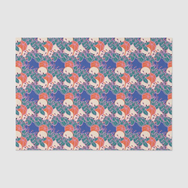 modernes Blatt-, Knochen- und Blume-Musterpapier Seidenpapier (Vorderseite)