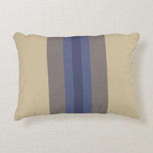 Modernes, blau-beige gestreiftes Accent Kissen
