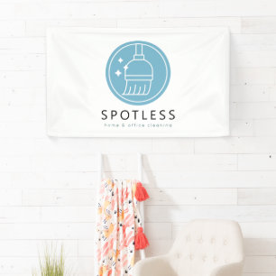Modernes Blau-Besen-Logo Reinigungsservice Unterne Banner