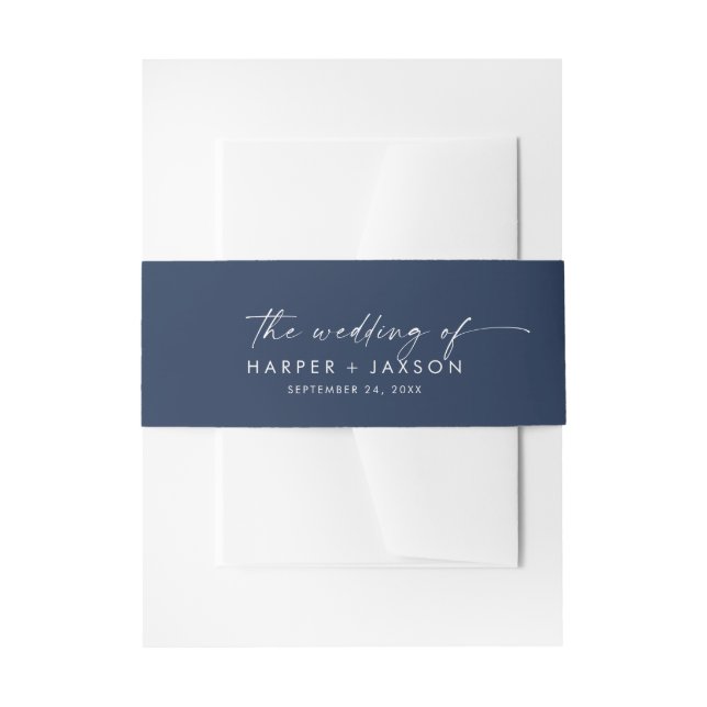 Modernes Blau die Hochzeit der Einladung Bauchband Einladungsbanderole (Vorderseite Beispiel)