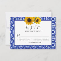 Modernes Blau Elegante Vintage Sonnenblumenhochzei