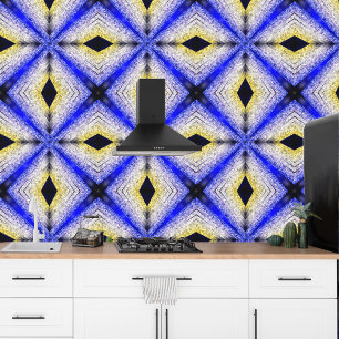 Modernes, blau-gelbes geometrisches Muster des Gli Tapete