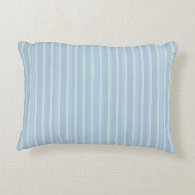 Modernes blau gestreiftes akzentes Kissen (Rückseite)