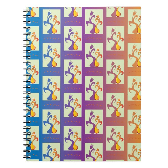 Modernes Blau, lila, orangefarbenes Tulip-Paar Notizblock (Vorderseite)
