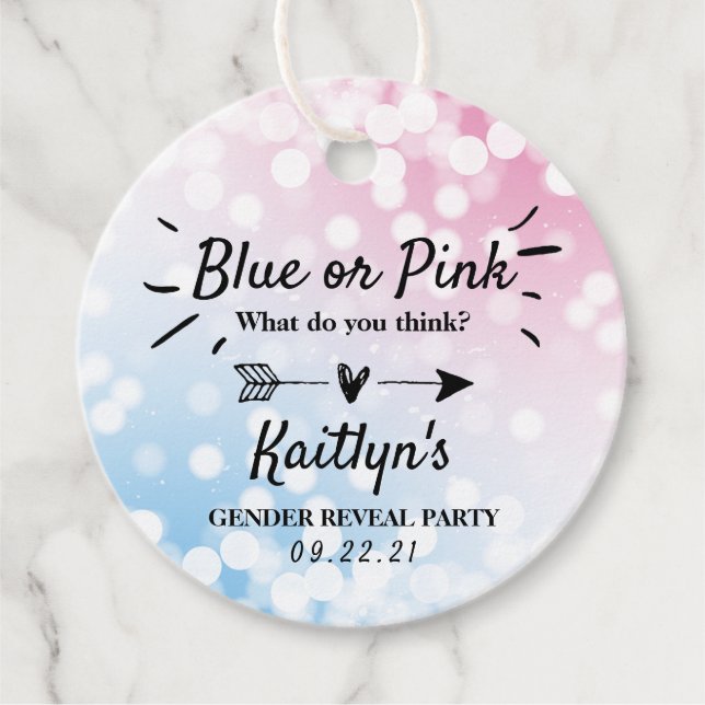 Modernes Blau oder Rosa? Party Geschenkanhänger (Vorderseite)