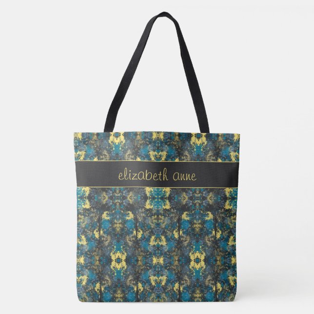 Modernes Blau und Gelb Tasche (Vorderseite)