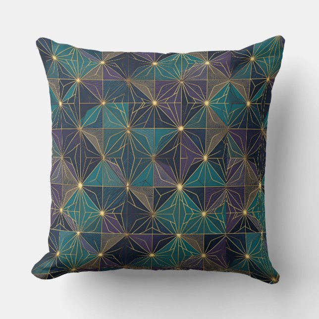 Modernes Blau- und Golddesign Kissen (Vorderseite)