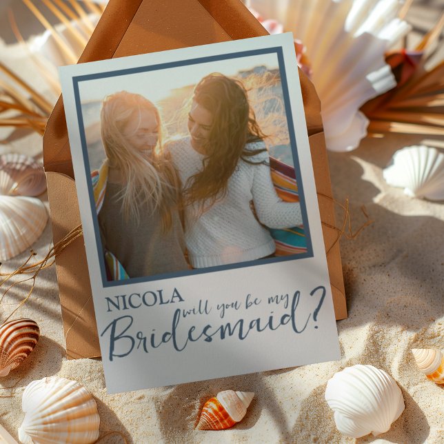 Modernes Blau und Weiß werden Sie meine Brautfrau  (Von Creator hochgeladen)