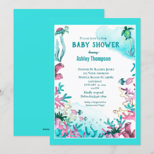 Modernes Blau unter der Sea Baby-Dusche Einladung