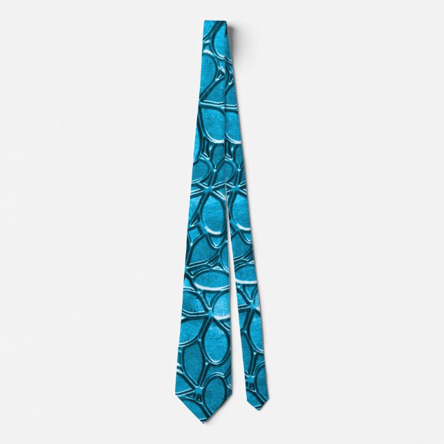 Modernes Blauer Blume Petal Floral Cluster Muster Krawatte (Vorderseite)