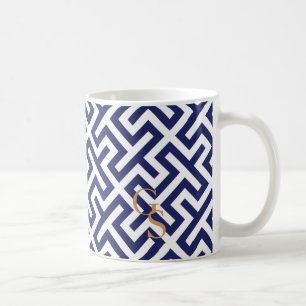 Modernes blaues abstraktes geometrisches kaffeetasse