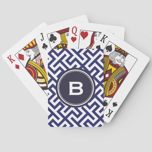 Modernes blaues abstraktes geometrisches spielkarten (Rückseite)