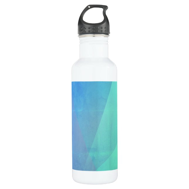 Modernes blaues Aqua und türkisfarbene geometrisch Edelstahlflasche (Vorderseite)
