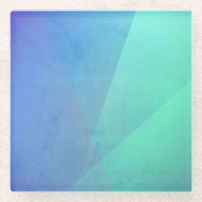 Modernes blaues Aqua und türkisfarbene geometrisch Glasuntersetzer (Vorderseite)