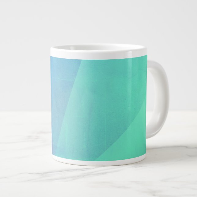 Modernes blaues Aqua und türkisfarbene geometrisch Jumbo-Tasse (Vorderseite Rechts)