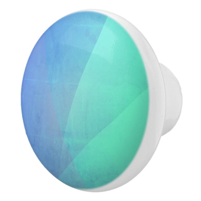 Modernes blaues Aqua und türkisfarbene geometrisch Keramikknauf (Rechts)
