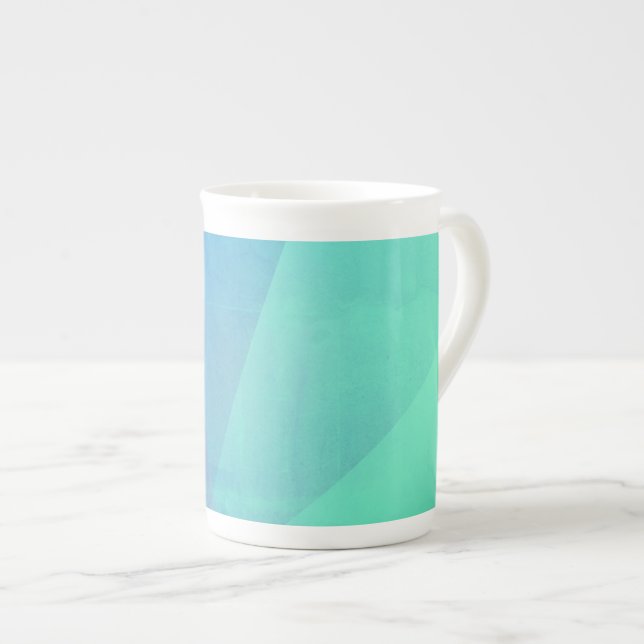 Modernes blaues Aqua und türkisfarbene geometrisch Prozellantasse (Vorderseite Rechts)