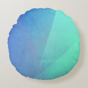Modernes blaues Aqua und türkisfarbene geometrisch Rundes Kissen