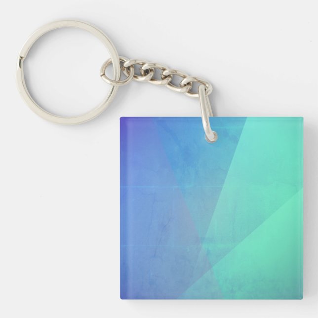 Modernes blaues Aqua und türkisfarbene geometrisch Schlüsselanhänger (Vorderseite)