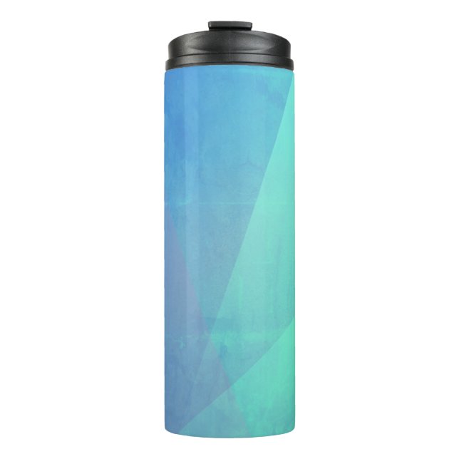 Modernes blaues Aqua und türkisfarbene geometrisch Thermosbecher (Vorderseite)