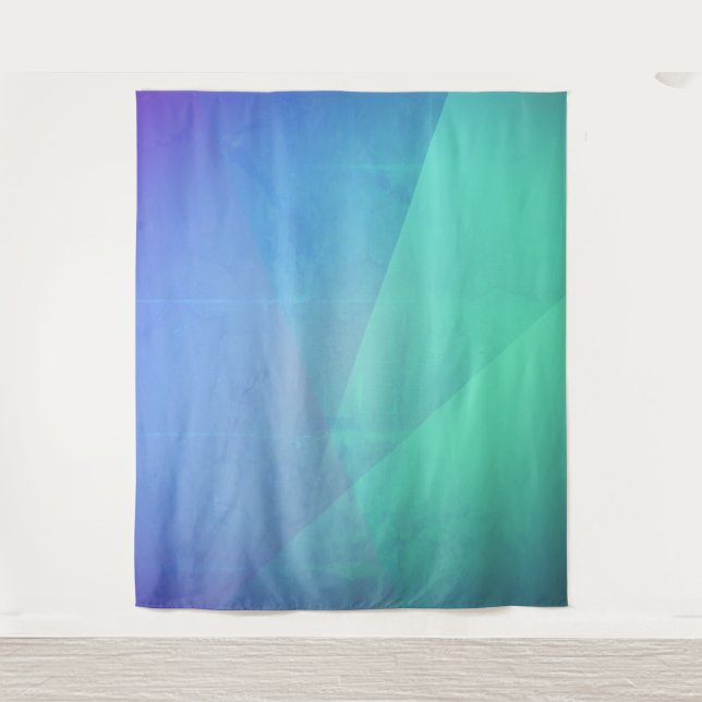Modernes blaues Aqua und türkisfarbene geometrisch Wandteppich (Vorderseite)