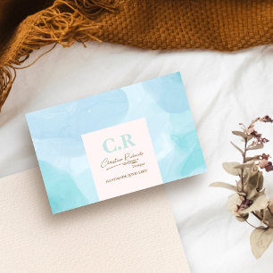 Modernes, blaues Aquamarines Watercolor Visitenkarte