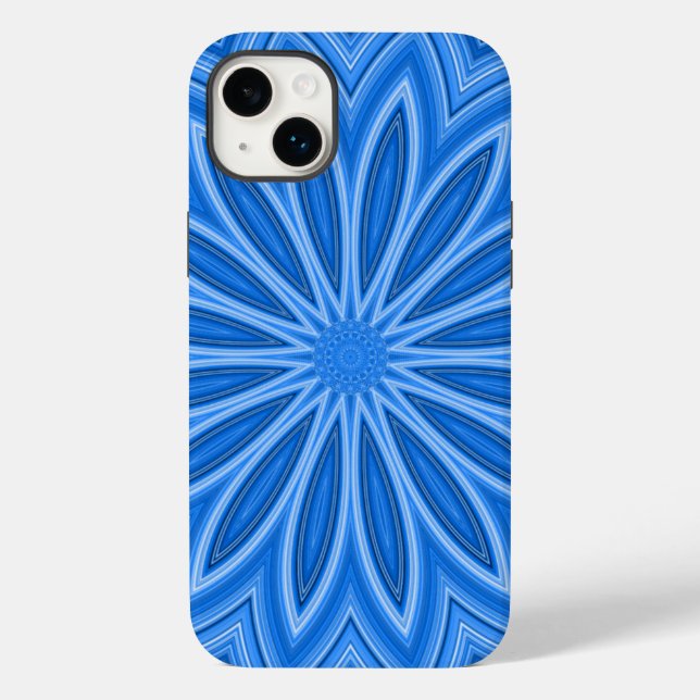 Modernes blaues Blumendesign Kunstmuster Case-Mate iPhone 14 Plus Hülle (Rückseite)