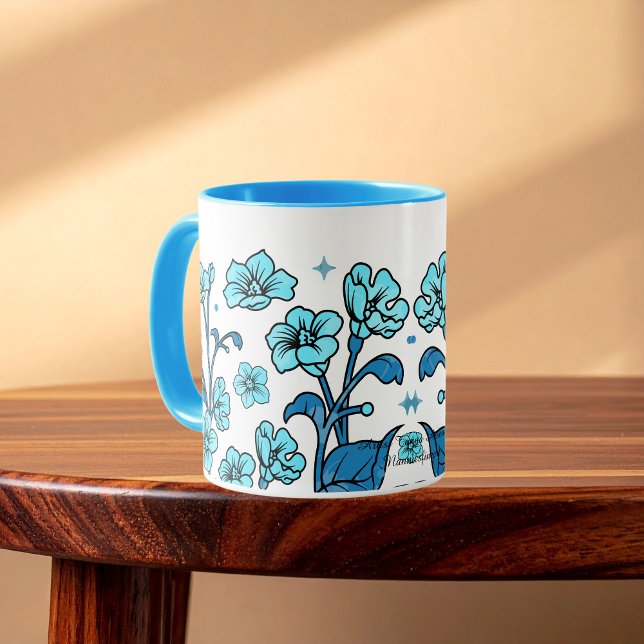 Modernes blaues Elegantes Blumendesign Tasse (Von Creator hochgeladen)
