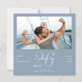 Modernes, blaues Foto Save the Date Magneteinladung