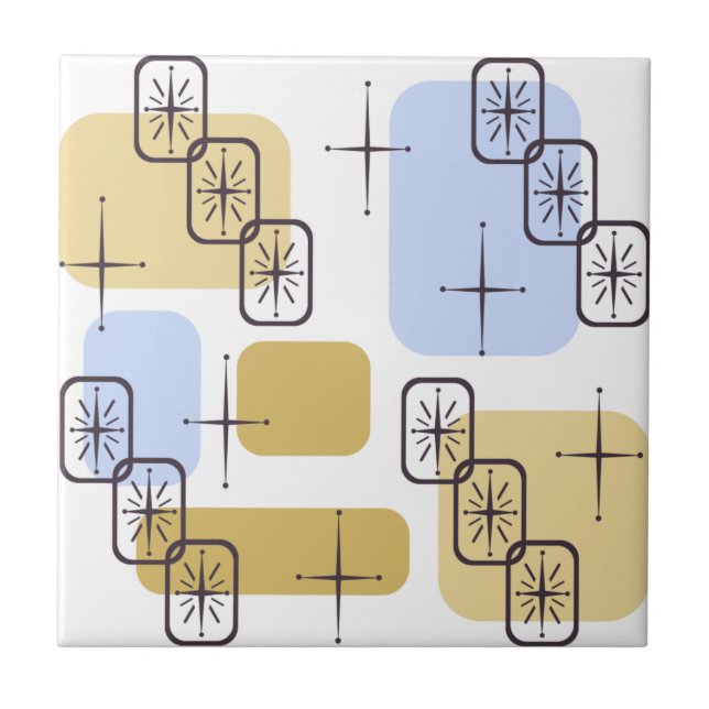 Modernes blaues Gold des Mittelalters Fliese (Vorderseite)