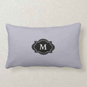 Modernes blaues Grau-Monogramm-stilvolles Lendenkissen