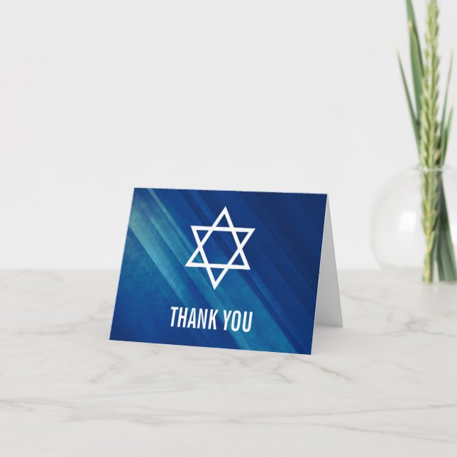 Modernes blaues Grunge-Bar Mitzvah danken Ihnen Dankeskarte (Vorderseite)