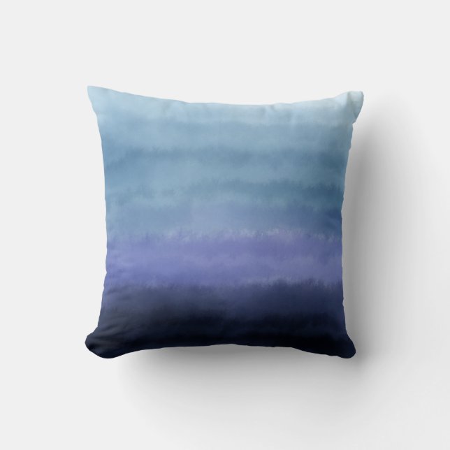 Modernes, blaues Lila Watercolor Kissen (Vorderseite)
